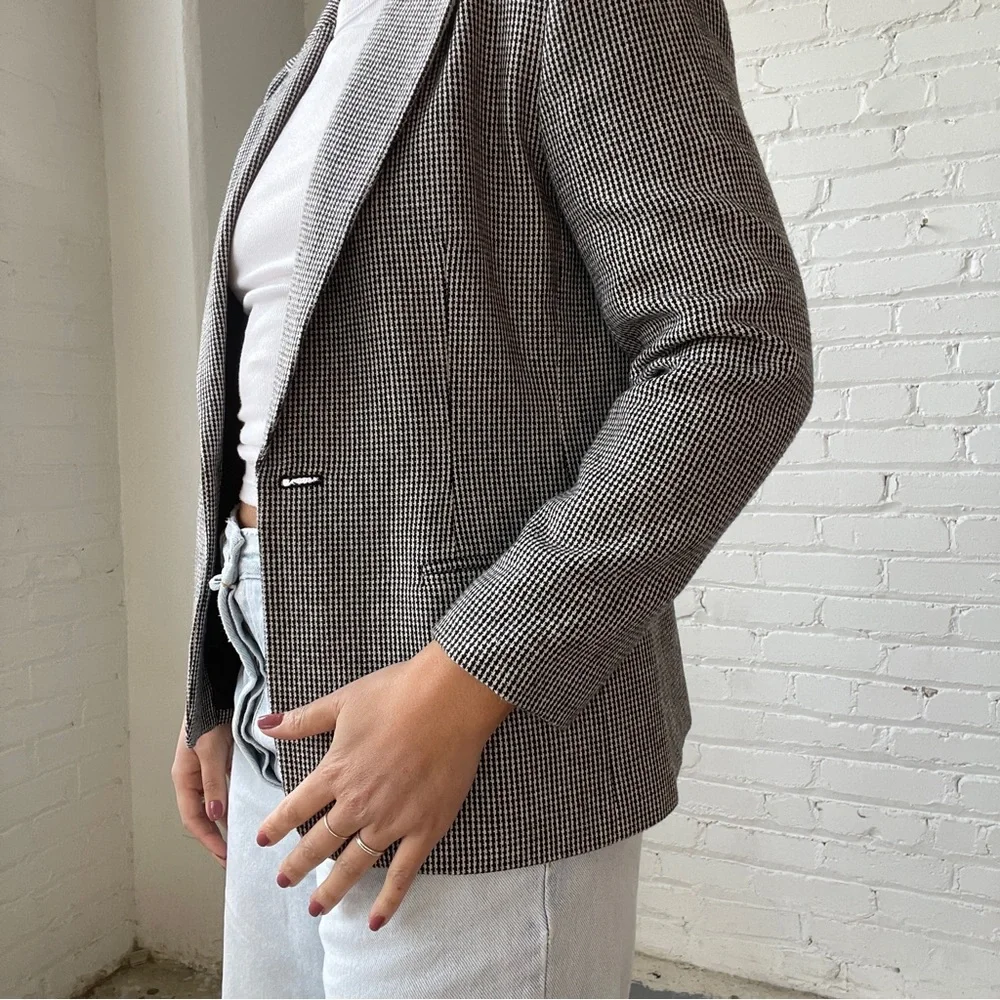 Vintage 80s Joan Leslie Tweed Single Breasted Blazer - Picture 4 of 8